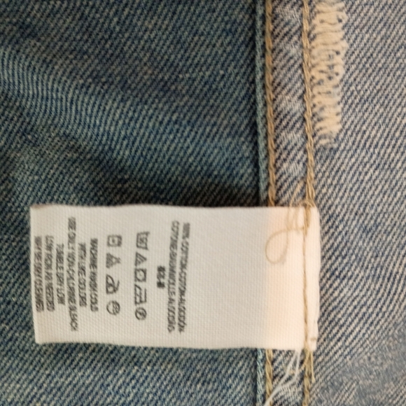 Free‎ people Jean Sweatshirt Jacket Distressed Removable Hood Size Small - Picture 8 of 8